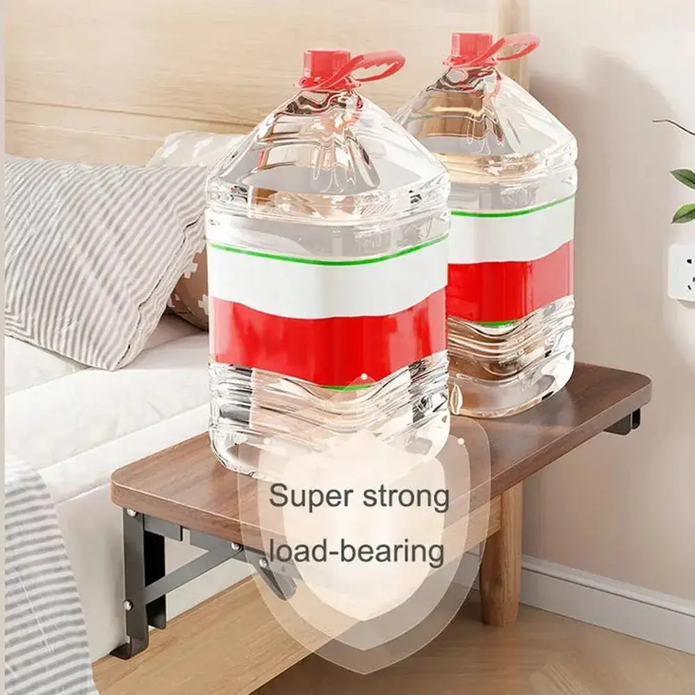 clip-on bedside shelf organizer with water bottles on it