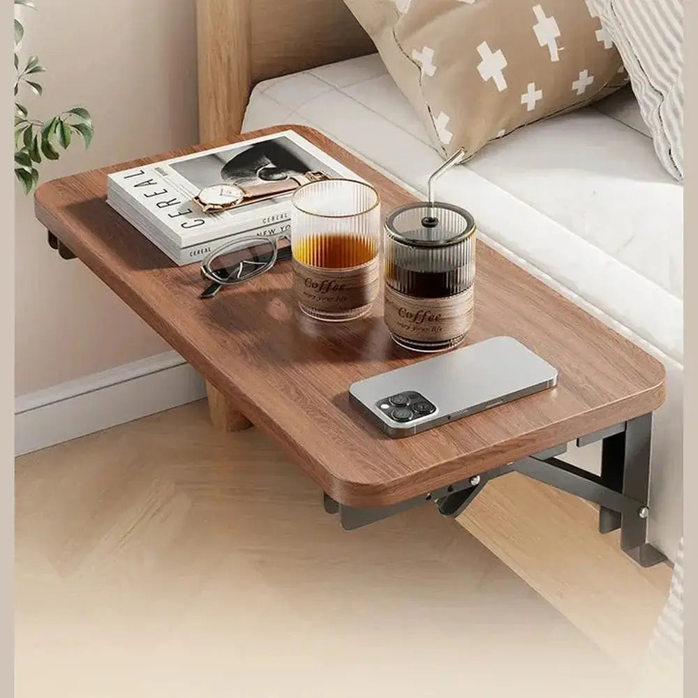 Clip-on bedside shelf organizer clipped to a bunk bed frame.