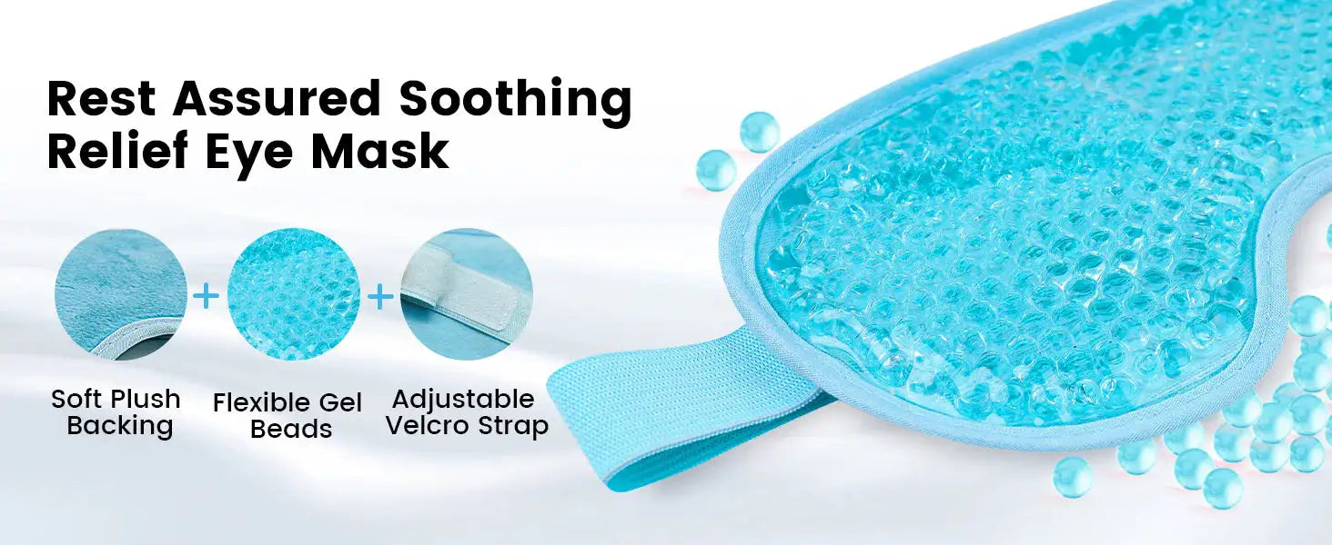 Cooling Gel Bead Eye Mask – Reusable Cold & Hot Compress for Puffy Eyes – Eye Care