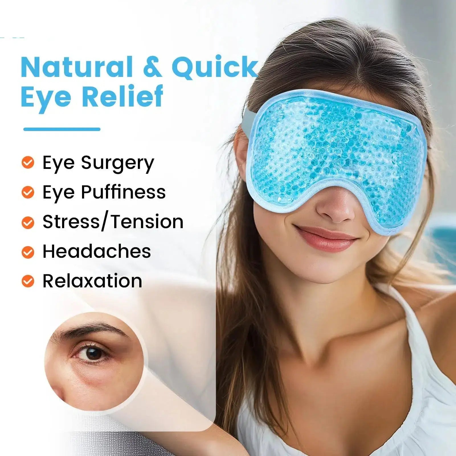 Cooling Gel Bead Eye Mask – Reusable Cold & Hot Compress for Puffy Eyes – Eye Care