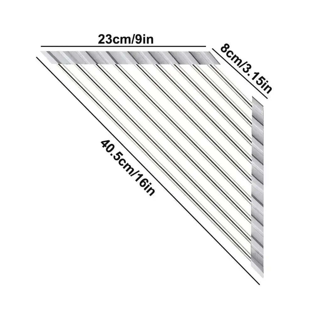 Foldable Triangle Dish Drying Rack – Corner Sink Organizer & Stainless Steel Drainer – Dish Rack