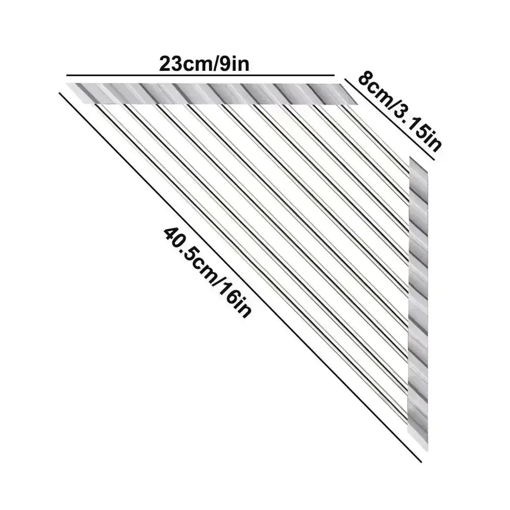 Foldable Triangle Dish Drying Rack – Corner Sink Organizer & Stainless Steel Drainer – Dish Rack