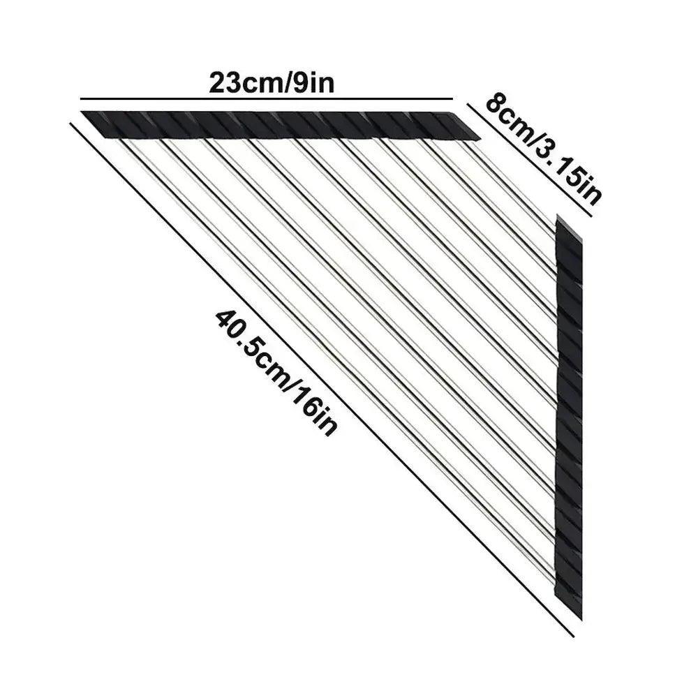 Foldable Triangle Dish Drying Rack – Corner Sink Organizer & Stainless Steel Drainer – Dish Rack