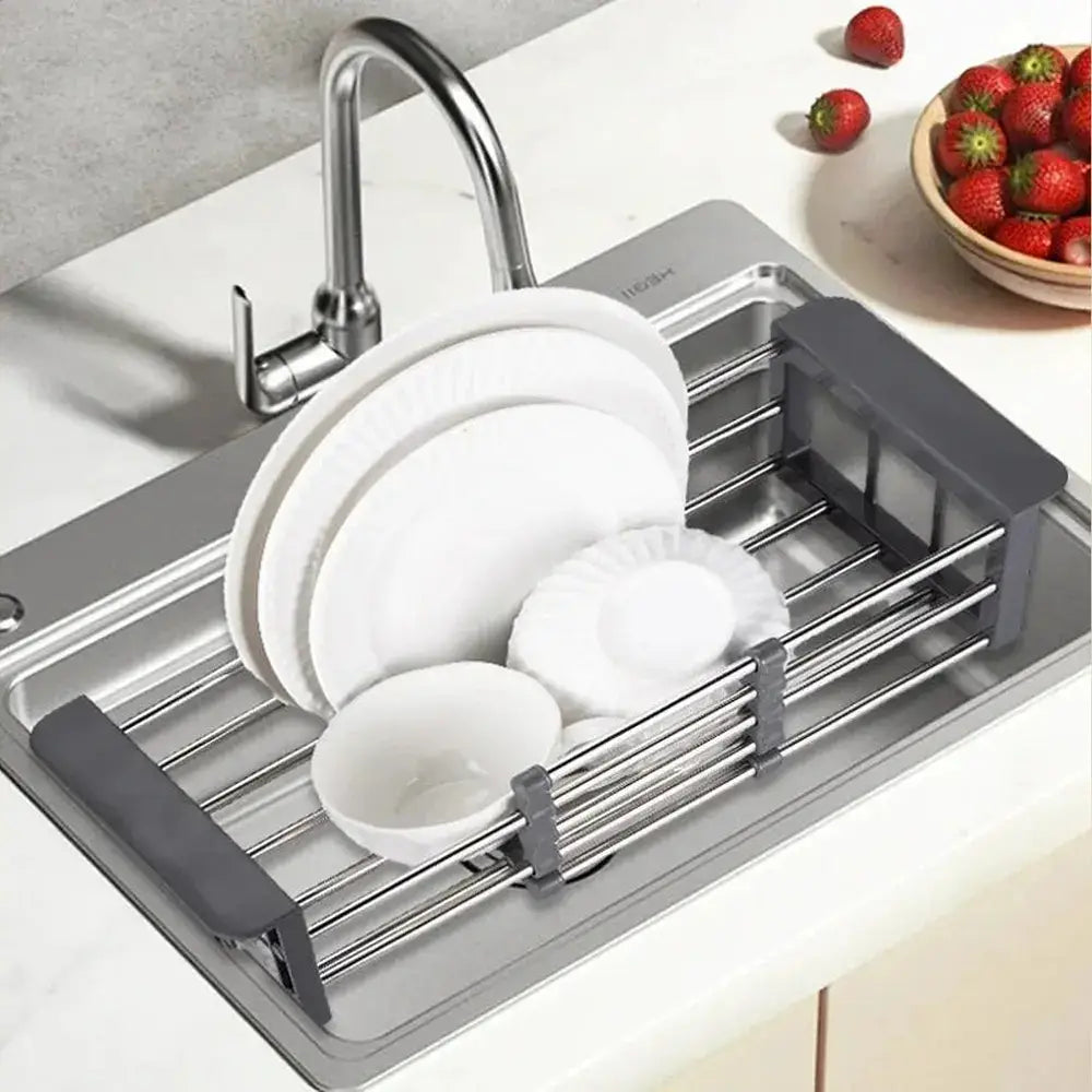 Foldable Triangle Dish Drying Rack – Corner Sink Organizer & Stainless Steel Drainer – Dish Rack