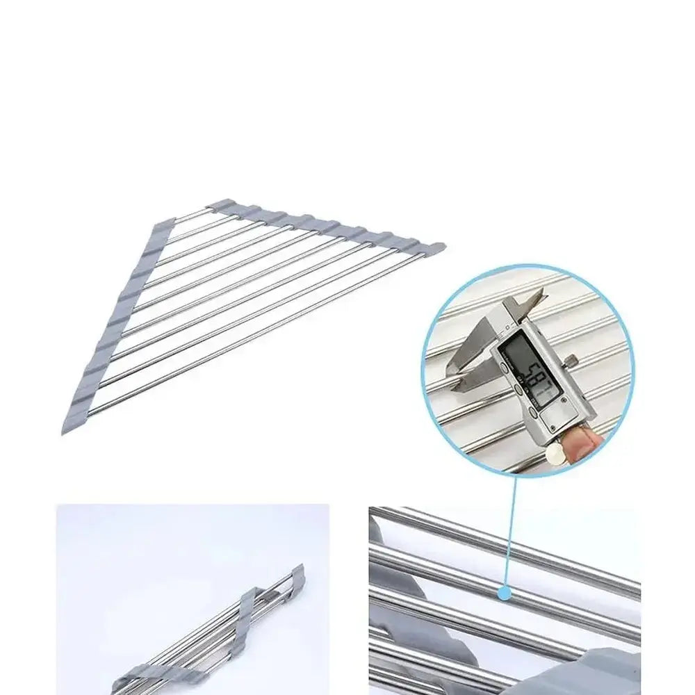 Foldable Triangle Dish Drying Rack – Corner Sink Organizer & Stainless Steel Drainer – Dish Rack