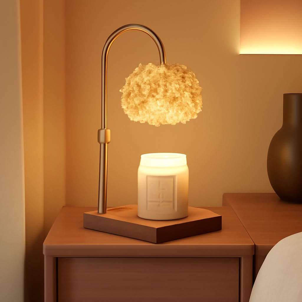 Crystal candle warmer lamp with a timer and adjustable height.