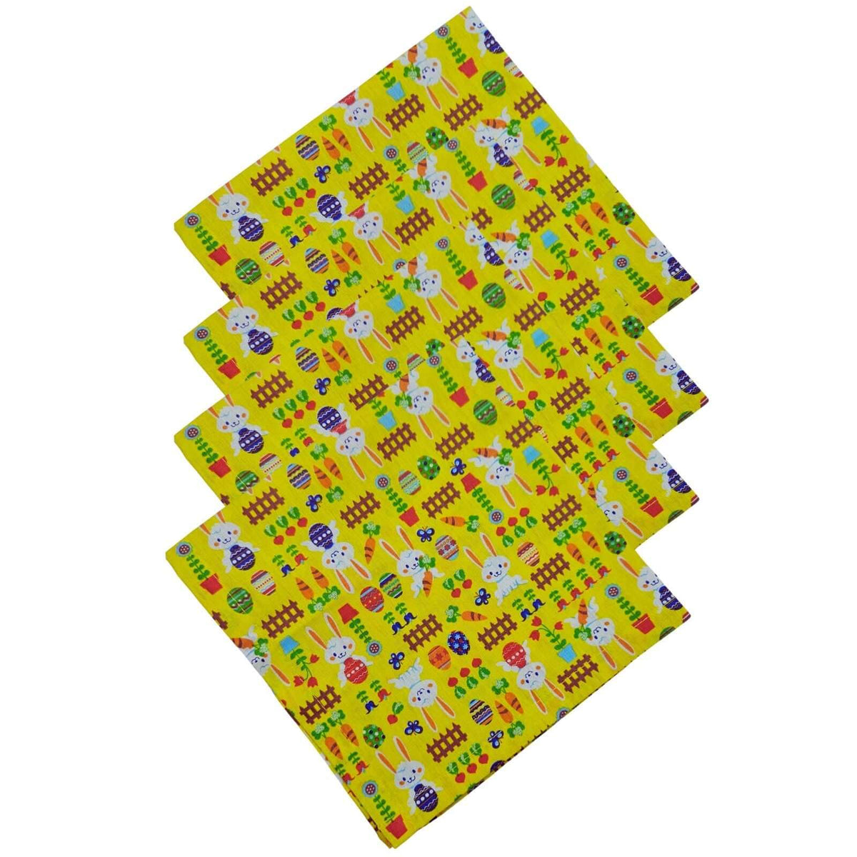 Set of soft cotton napkins with an Easter bunny motif for spring tables, machine washable and reusable.