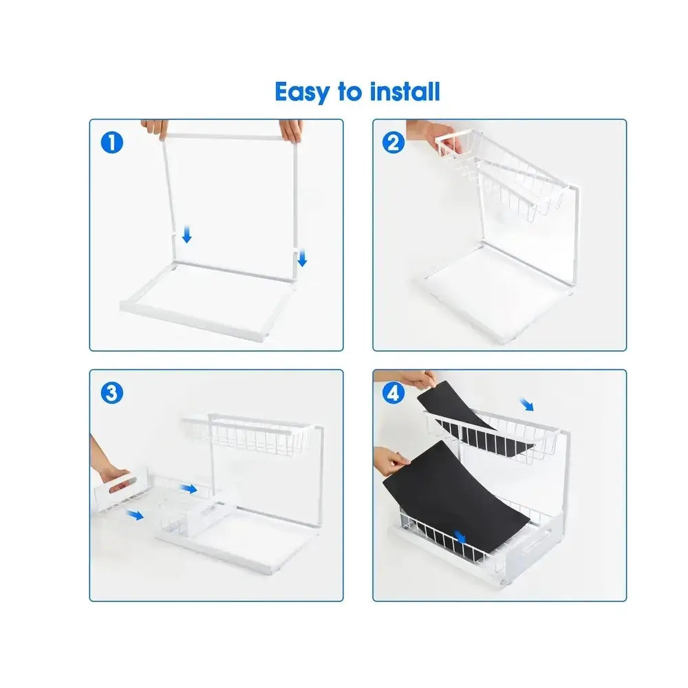 Under Sink Organizer – 2-Tier Sliding Pull-Out Cabinet Basket for Kitchen & Bathroom – Cabinet Organizer