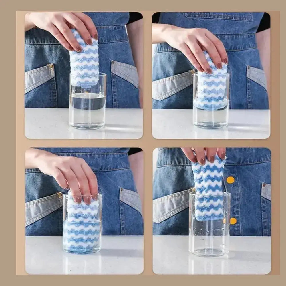 Eco-Friendly Microfiber Dishcloth soaked in water, demonstrating its absorbent capabilities.