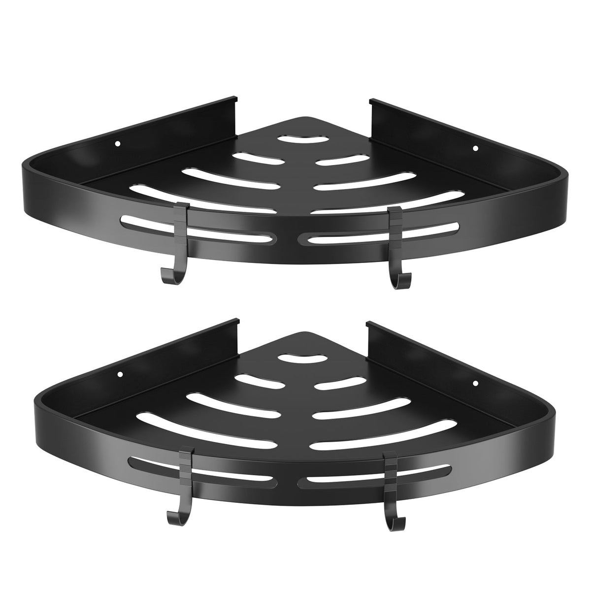 no-drill corner shower shelves 2-pack black aluminum adhesive mounted bathroom storage