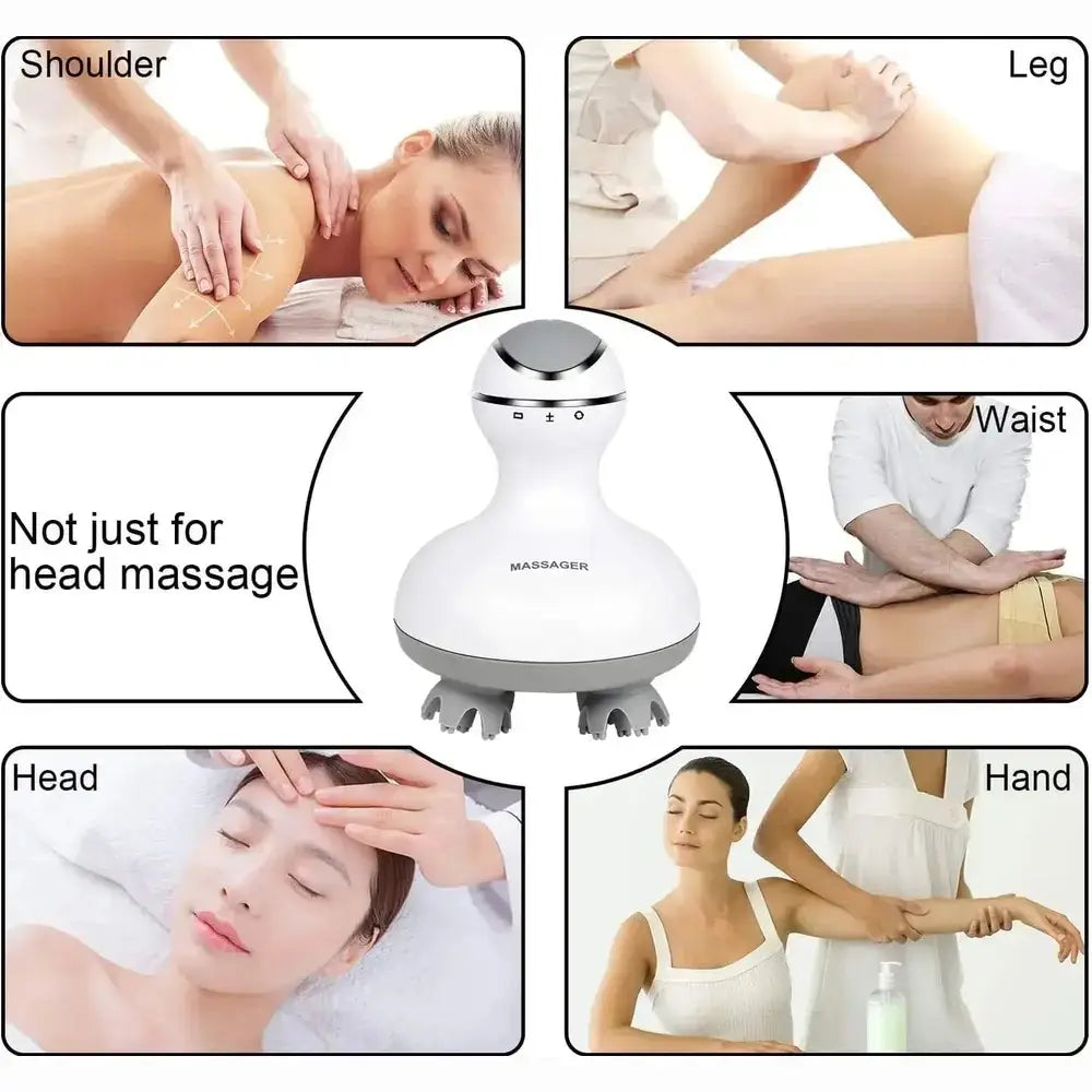 Versatile waterproof electric scalp massager for head, shoulders, waist, legs, and hands. Ideal for a relaxing massage experience.
