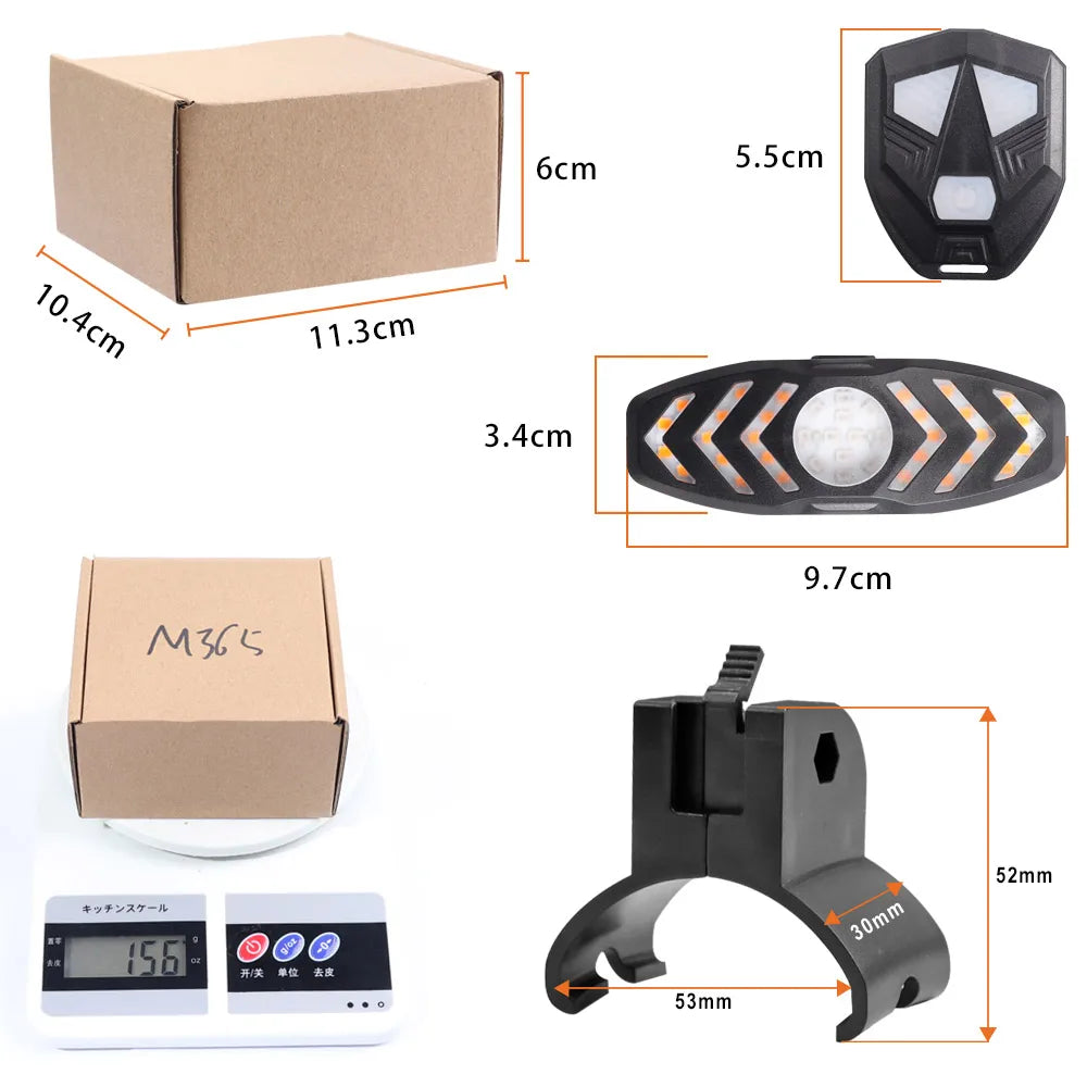 LED Turn Signal & Tail Light for Xiaomi M365, MI3, 1S & Pro2 — Wireless Remote, USB Rechargeable – Scooter Accessories