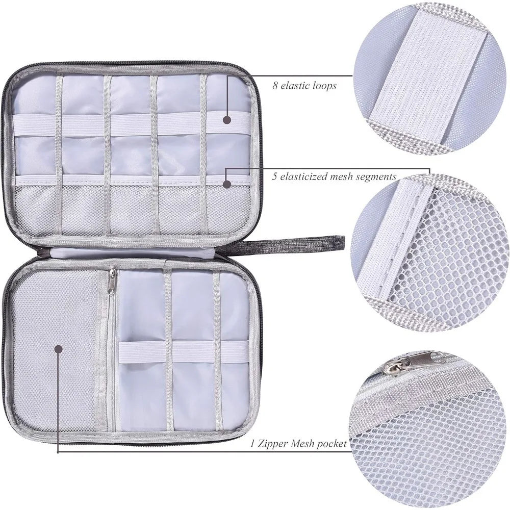Waterproof Electronics Organizer Bag – Travel Cable & Accessories Pouch, 8 Cable Loops, Lightweight 120g – Travel & Accessories