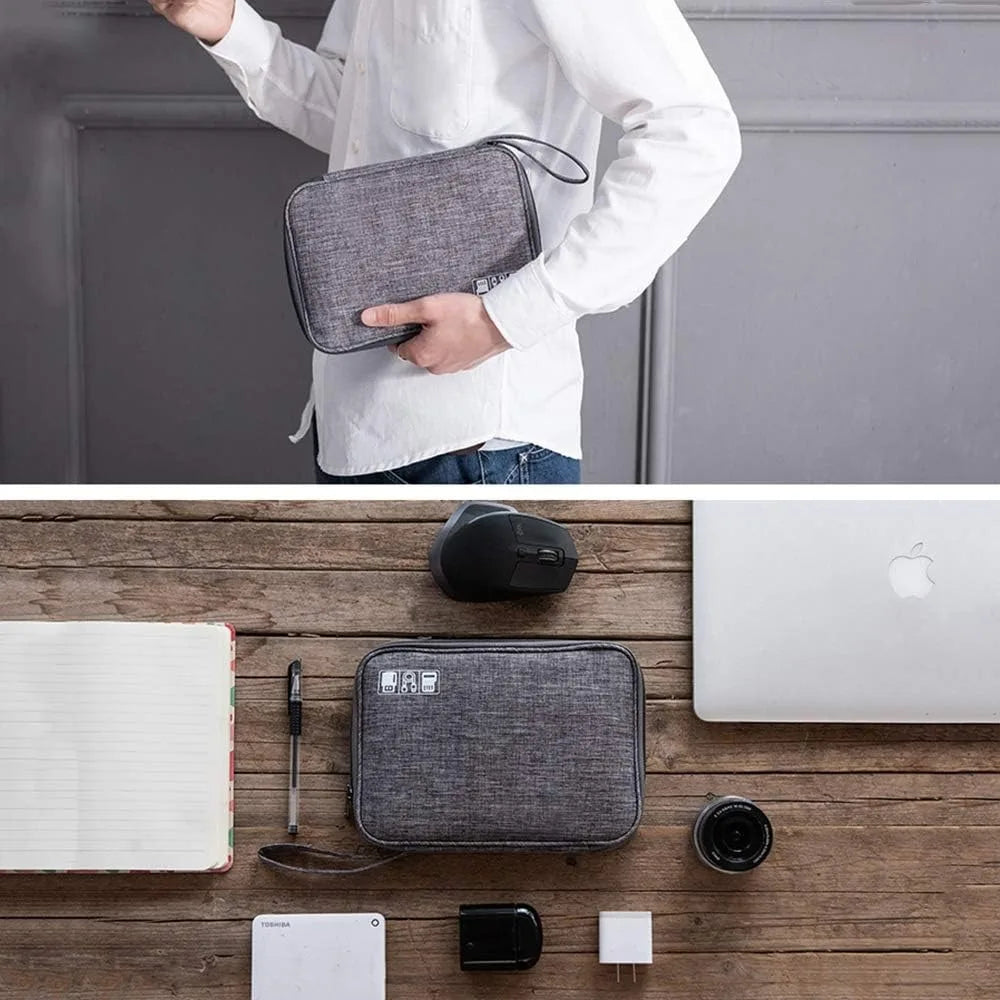 Waterproof Electronics Organizer Bag – Travel Cable & Accessories Pouch, 8 Cable Loops, Lightweight 120g – Travel & Accessories