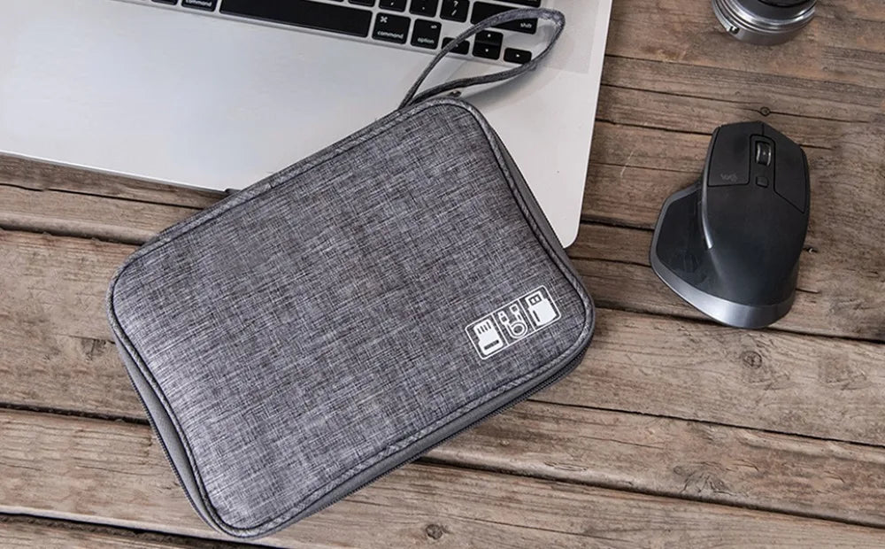 Waterproof Electronics Organizer Bag – Travel Cable & Accessories Pouch, 8 Cable Loops, Lightweight 120g – Travel & Accessories