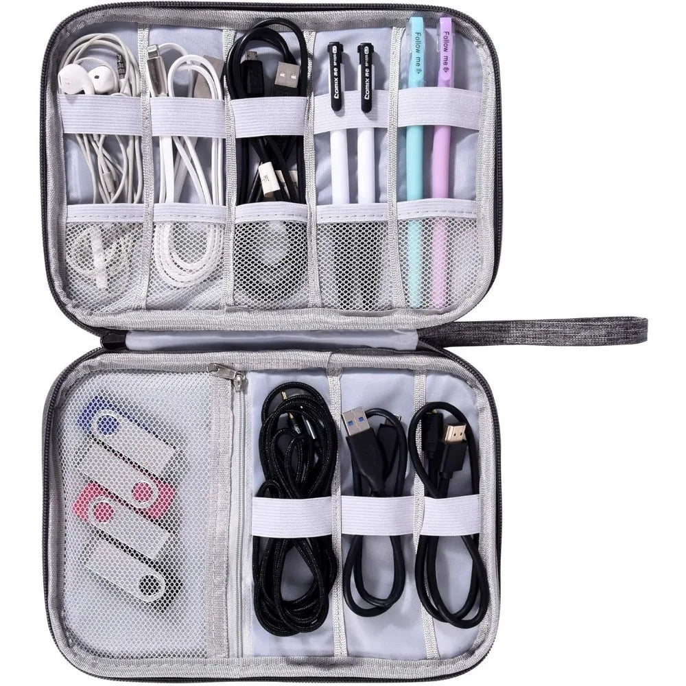 Waterproof Electronics Organizer Bag – Travel Cable & Accessories Pouch, 8 Cable Loops, Lightweight 120g – Travel & Accessories