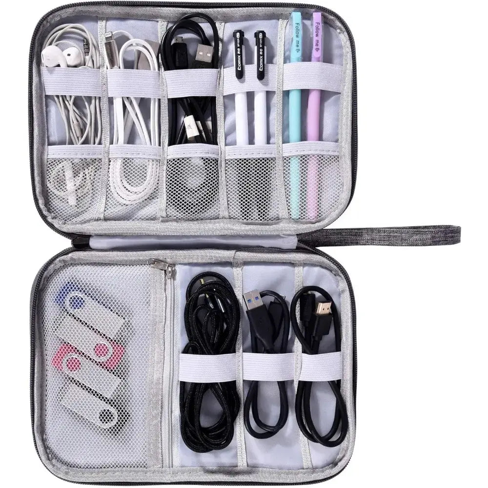 Waterproof Electronics Organizer Bag – Travel Cable & Accessories Pouch, 8 Cable Loops, Lightweight 120g – Travel & Accessories