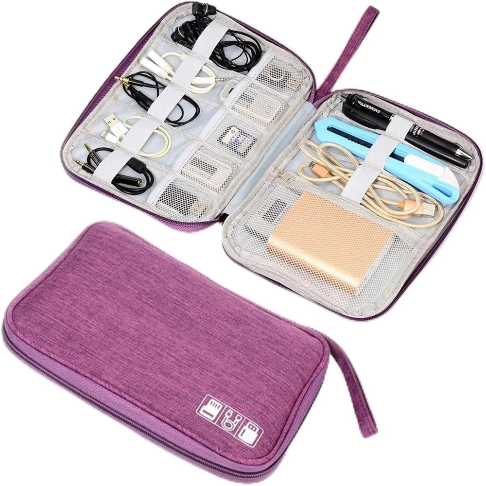 Waterproof Electronics Organizer Bag – Travel Cable & Accessories Pouch, 8 Cable Loops, Lightweight 120g – Travel & Accessories
