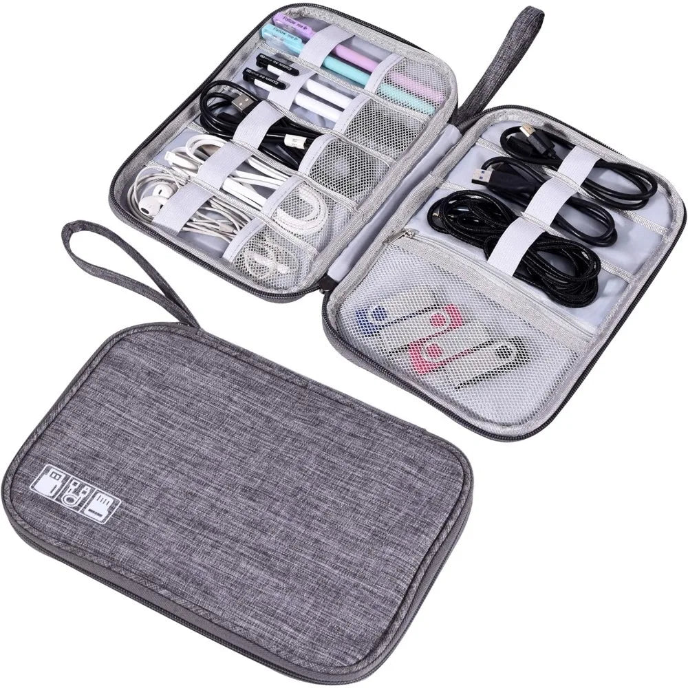 Waterproof Electronics Organizer Bag – Travel Cable & Accessories Pouch, 8 Cable Loops, Lightweight 120g – Travel & Accessories