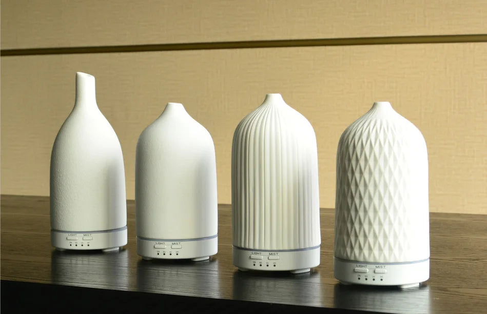 Ceramic Ultrasonic Essential Oil Diffuser & Humidifier with Color-Changing Light – Aromatherapy