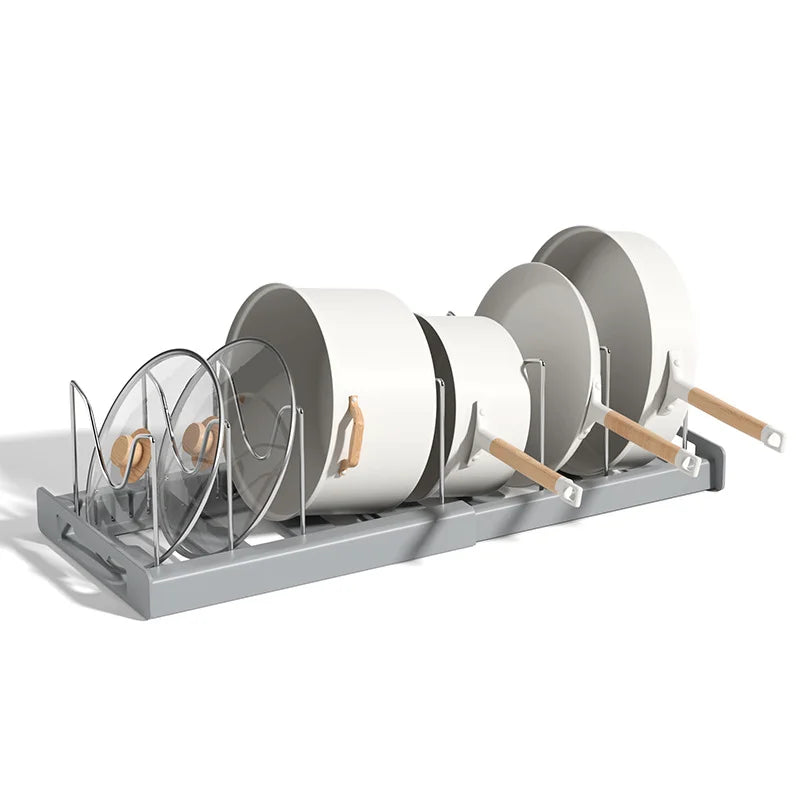 Expandable Cabinet Pot & Pan Organizer – Adjustable Divider Rack for Pots, Pans & Lids – Cabinet Organizer