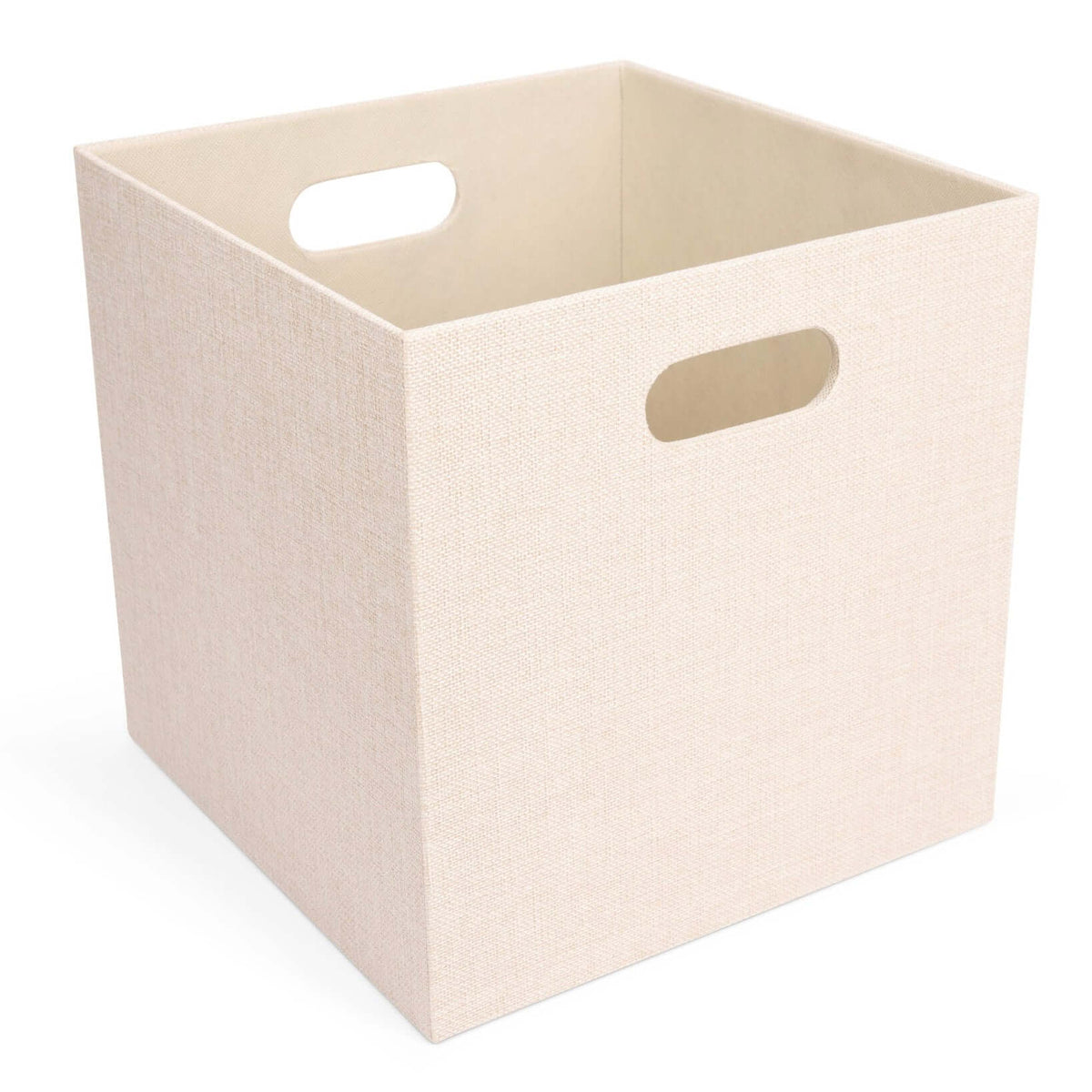 fabric cube storage bin with handles 12 inch large cream colored organizer