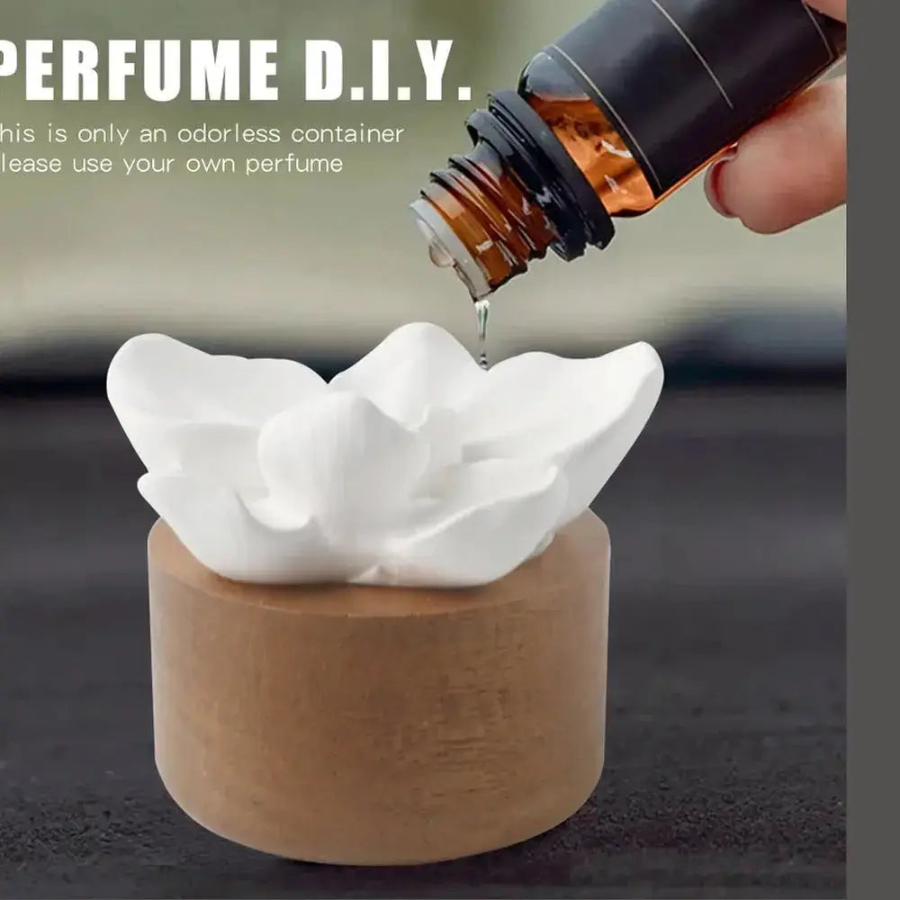 flower aroma diffuser for home with ceramic floral design and essential oil