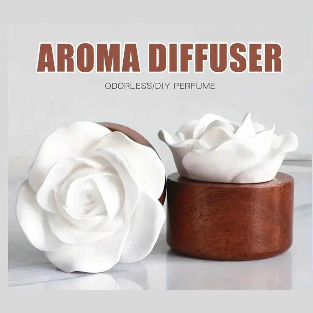 Flower aroma diffuser for home featuring a white rose design, perfect for creating a calming atmosphere with your favorite scents.