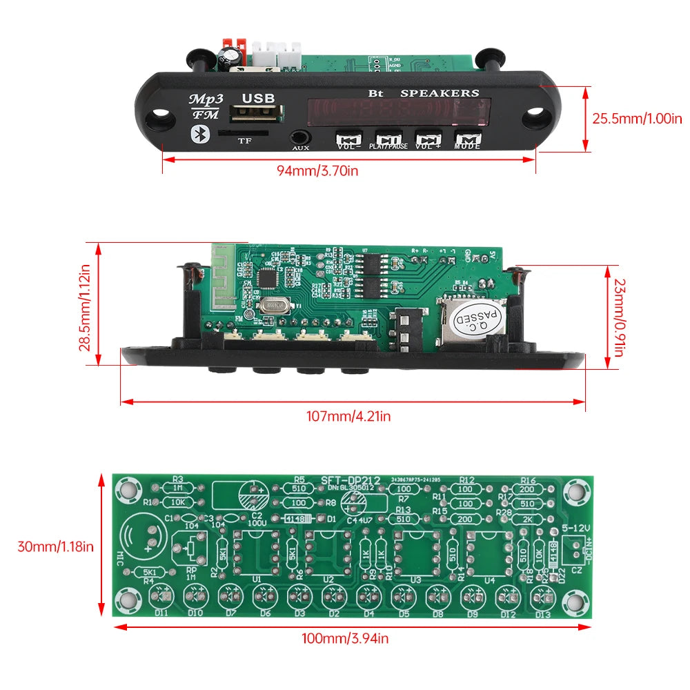 Bluetooth 5.0 Speaker DIY Kit – FM Radio, 12-LED Level Indicator, USB/SD Playback, Remote Control – Electronics & DIY