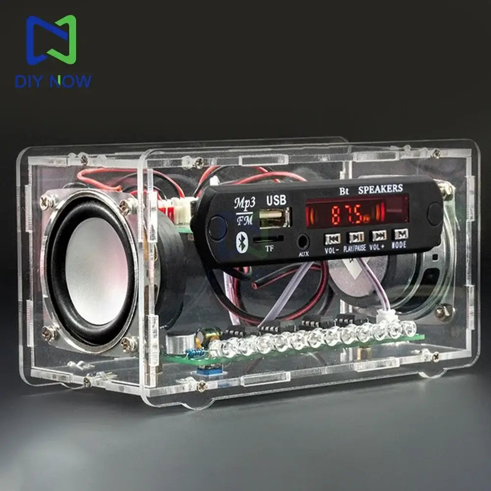 Bluetooth 5.0 Speaker DIY Kit – FM Radio, 12-LED Level Indicator, USB/SD Playback, Remote Control – Electronics & DIY