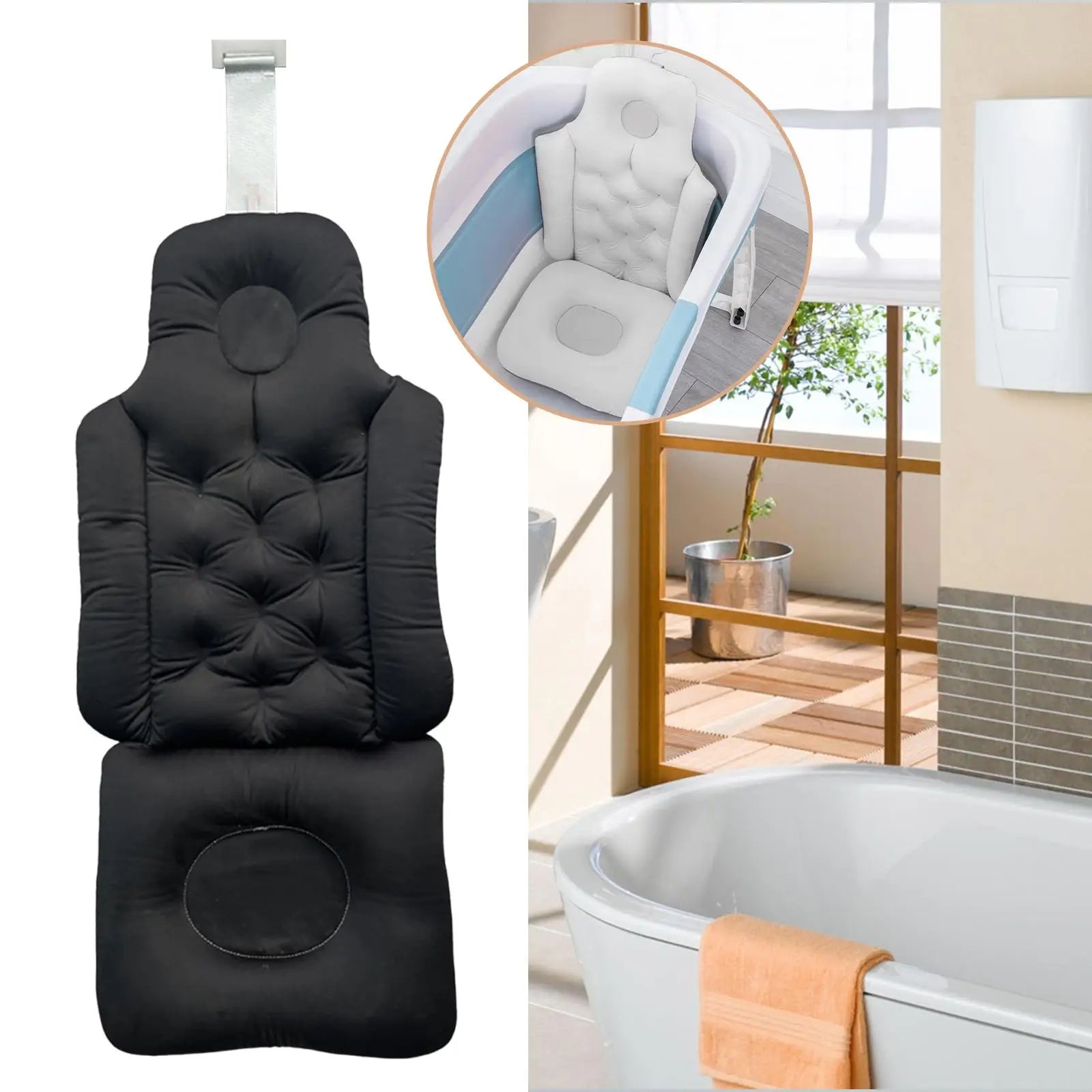 Ergonomic Full-Body Bath Pillow & Seat Cushion – Non-Slip Spa Support for Tub – Bath Accessories