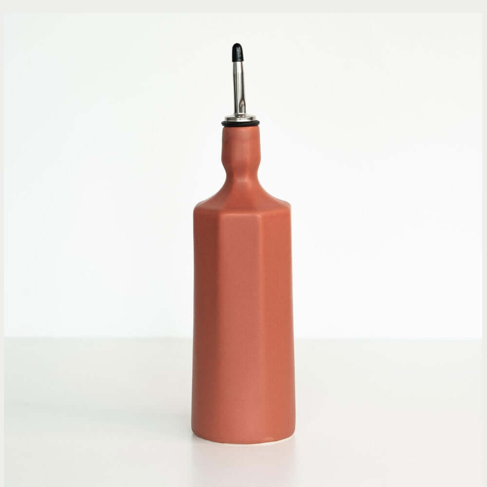 Elixir Porcelain Olive Oil Dispenser in Terracotta Red finish
