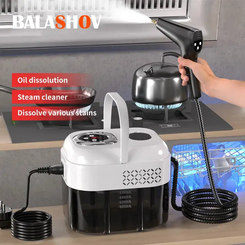 1500W Handheld Steam Cleaner, 110V/220V for oil dissolution and stain removal in the kitchen.