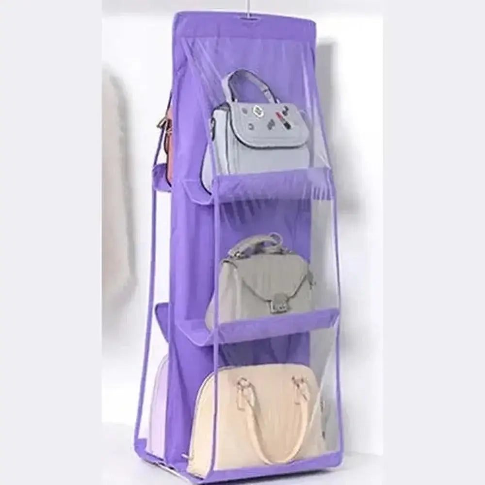 Hanging Handbag Organizer – 6-Grid Closet Storage – image 17
