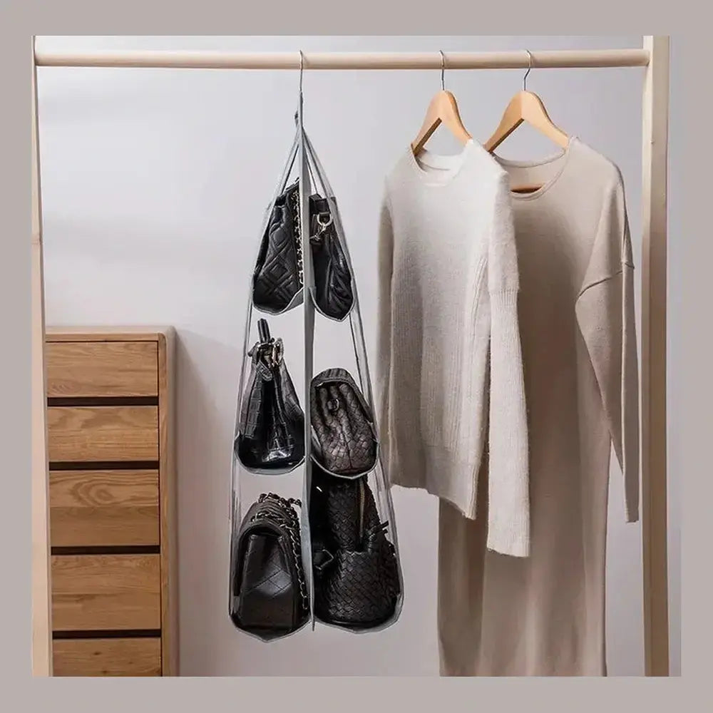 Hanging Handbag Organizer – 6-Grid Closet Storage – image 12