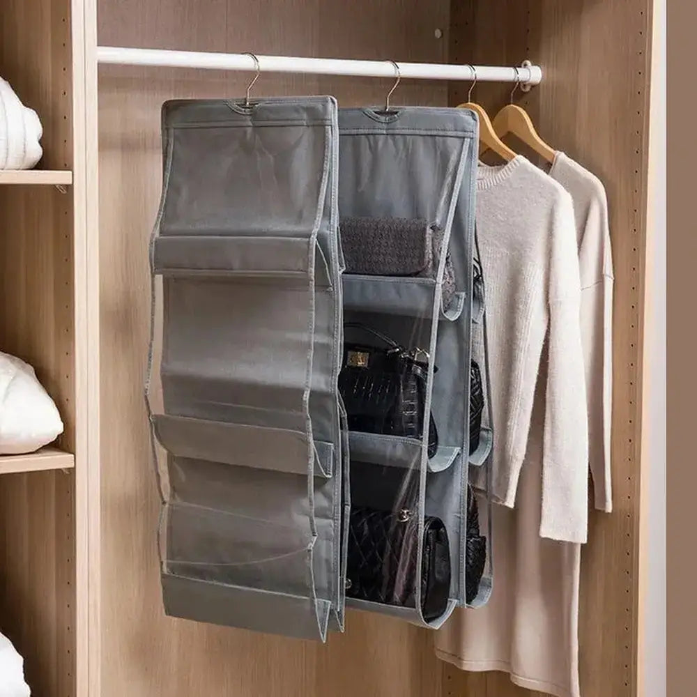 Hanging Handbag Organizer – 6-Grid Closet Storage – image 11