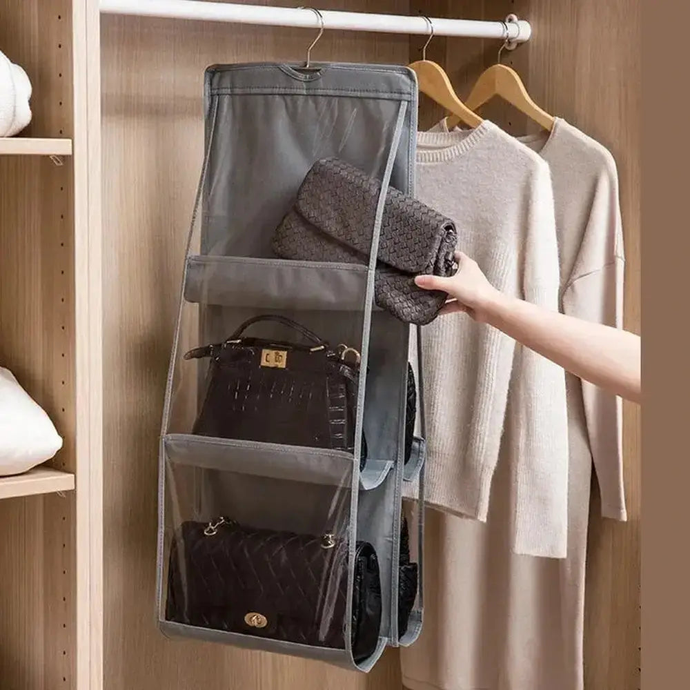 Hanging Handbag Organizer – 6-Grid Closet Storage – image 10
