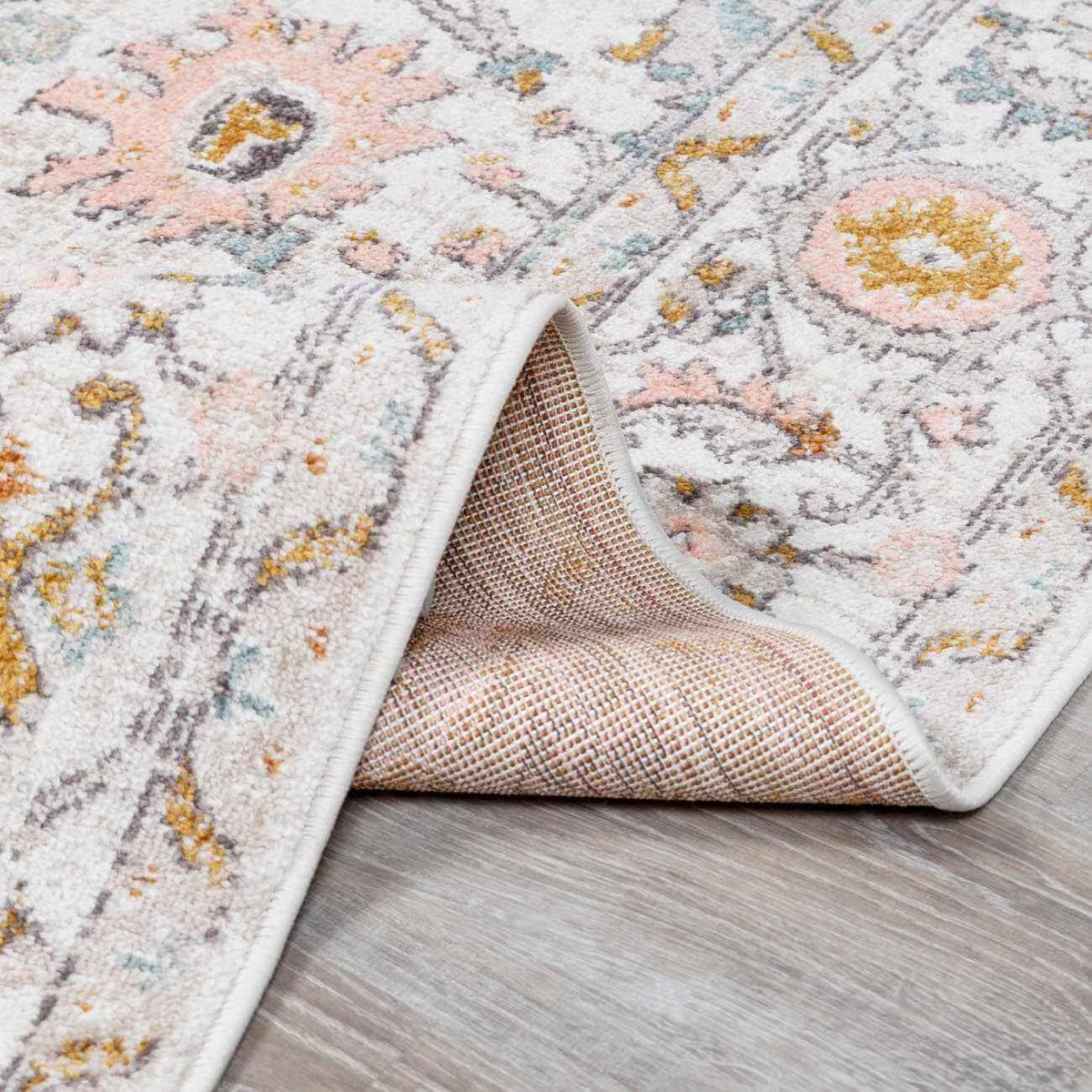 Elegant area rug showing intricate patterns and soft texture, perfect for modern home decor.