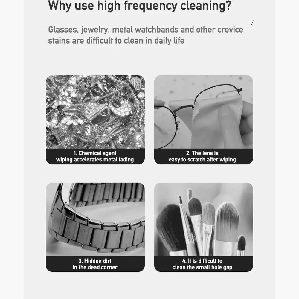 Mini Ultrasonic Jewelry Cleaner charging via USB cable
