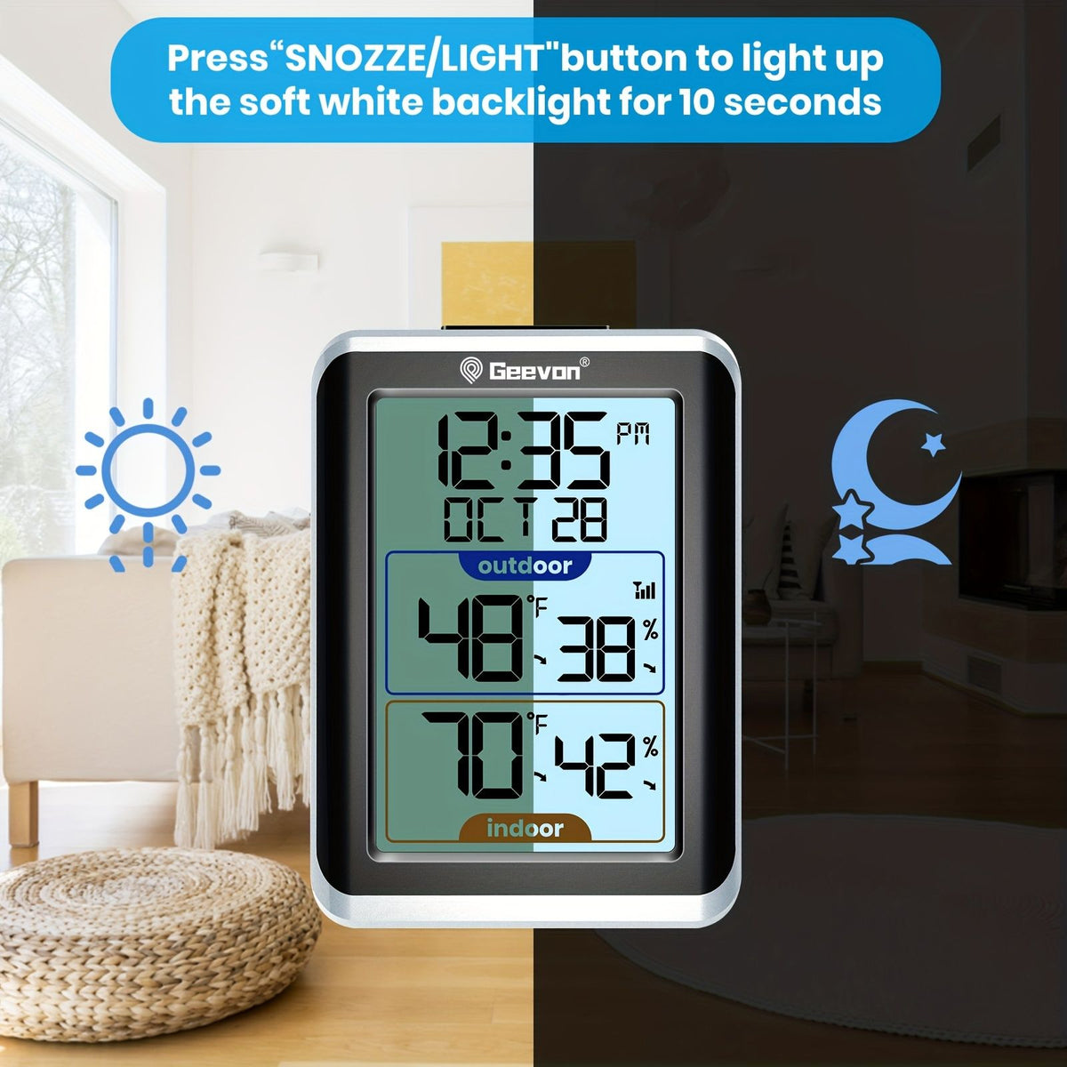Wireless indoor outdoor thermometer and humidity monitor