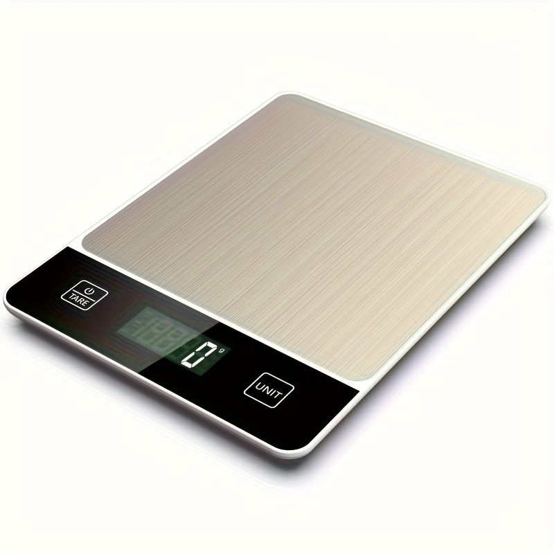 White digital kitchen scale 22 lb with stainless steel surface and digital display for precise baking measurements