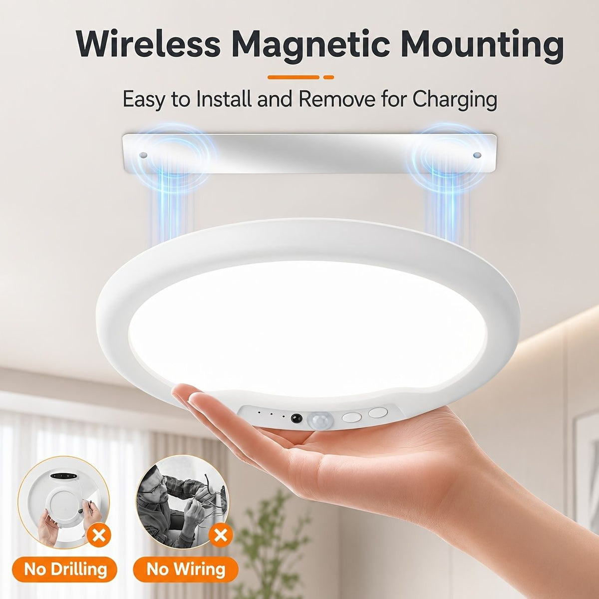 Rechargeable motion sensor LED ceiling light