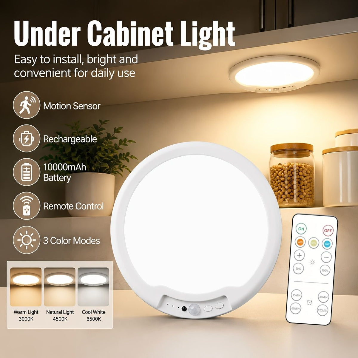 Rechargeable motion sensor LED ceiling light