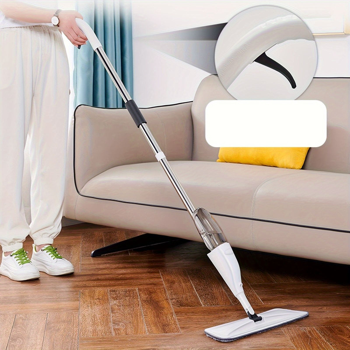 Microfiber spray mop with reusable pads