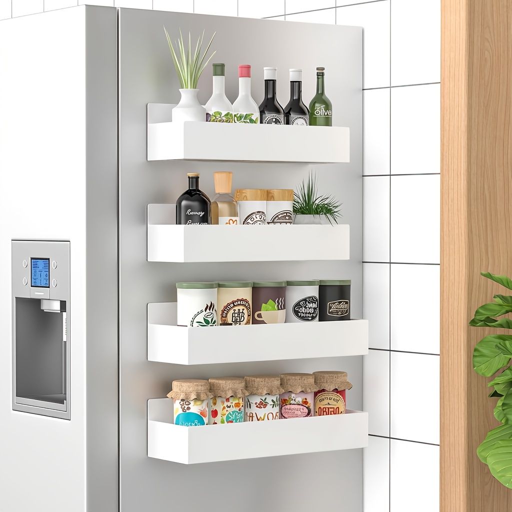 Magnetic fridge side storage rack