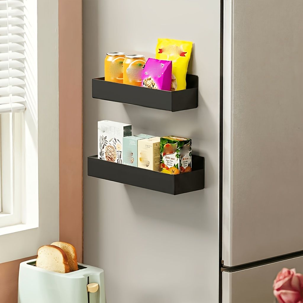 Magnetic fridge side storage rack