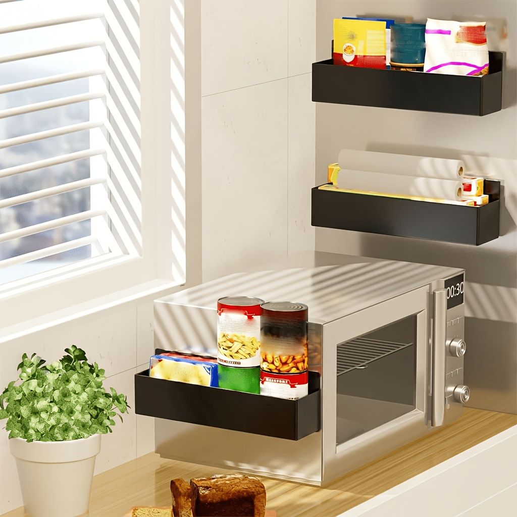 Magnetic fridge side storage rack