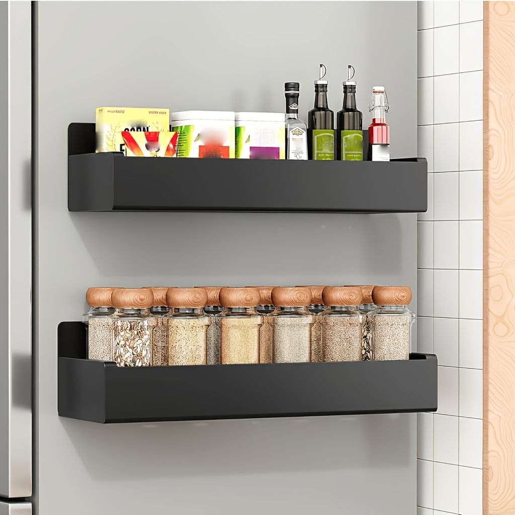 Magnetic fridge side storage rack