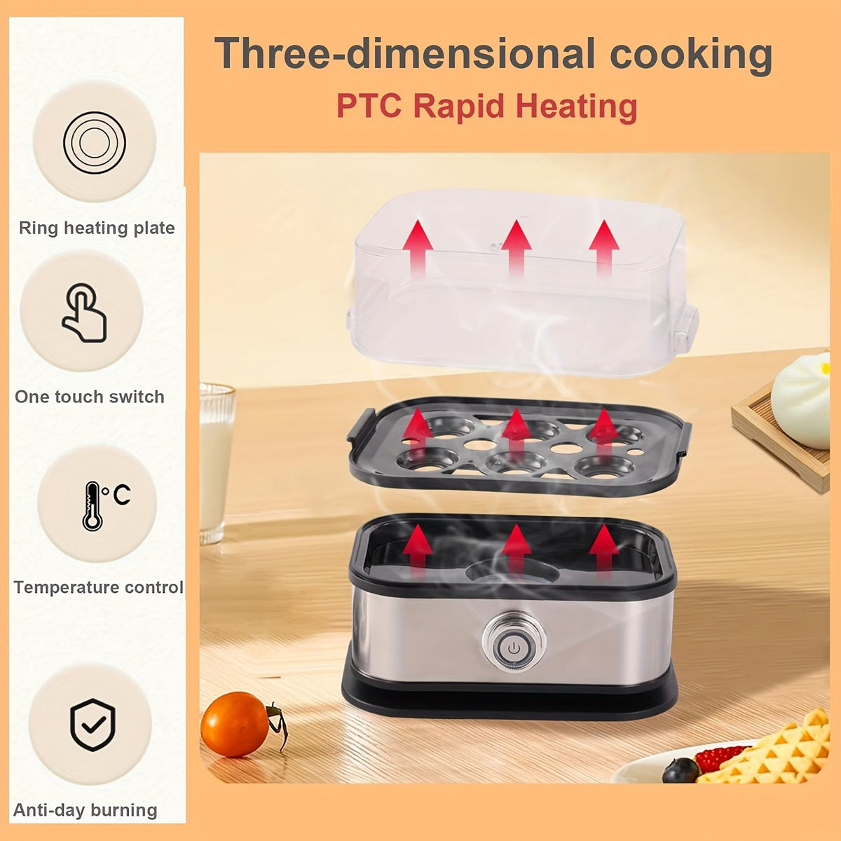 Electric egg cooker for 6 eggs