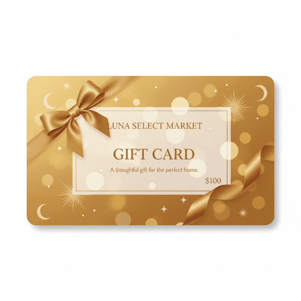 Digital gift card for Luna Select Market, $100 value, beautifully designed for kitchen and home products, perfect for thoughtful gifting.